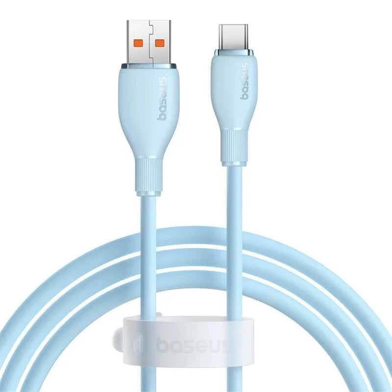 Cablu Date si Incarcare USB-A - USB-C Baseus Pudding, 100W, 1.2m, Albastru P10355703311-00
