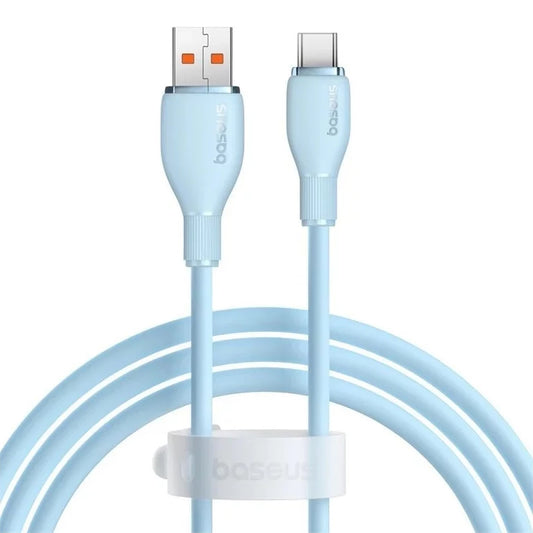 Cablu Date si Incarcare USB-A - USB-C Baseus Pudding, 100W, 1.2m, Albastru P10355703311-00