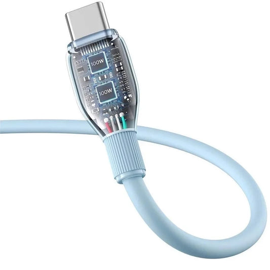 Cablu Date si Incarcare USB-A - USB-C Baseus Pudding, 100W, 2m, Albastru P10355703311-01