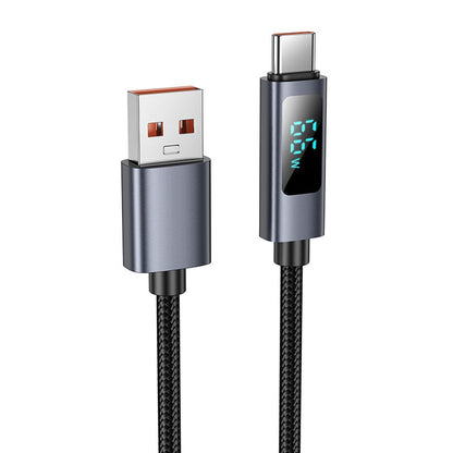 Kabel za podatke i punjenje USB-A - USB-C HOCO Display X112, 100W, 1m, Crni