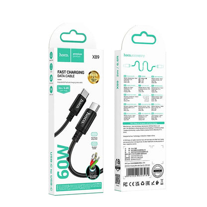 Kabel za podatke i punjenje USB-C - USB-C HOCO X89, 60W, 2m, Crni