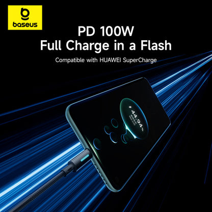 Kabel za podatke i punjenje USB-A - USB-C Baseus Lit Button Control, 100W, 2m, Crni P10379002121-01