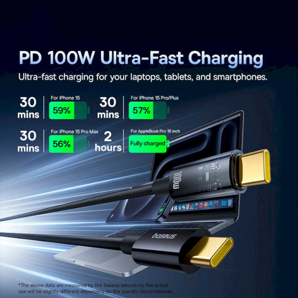 Kabel za prijenos podataka i punjenje USB-C - USB-C Baseus Explorer, 100W, 1m, Crni P10319703111-00