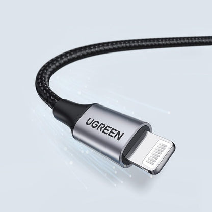 USB-A - Lightning kabel za prijenos podataka i punjenje UGREEN US199, 18W, 1m, sivi