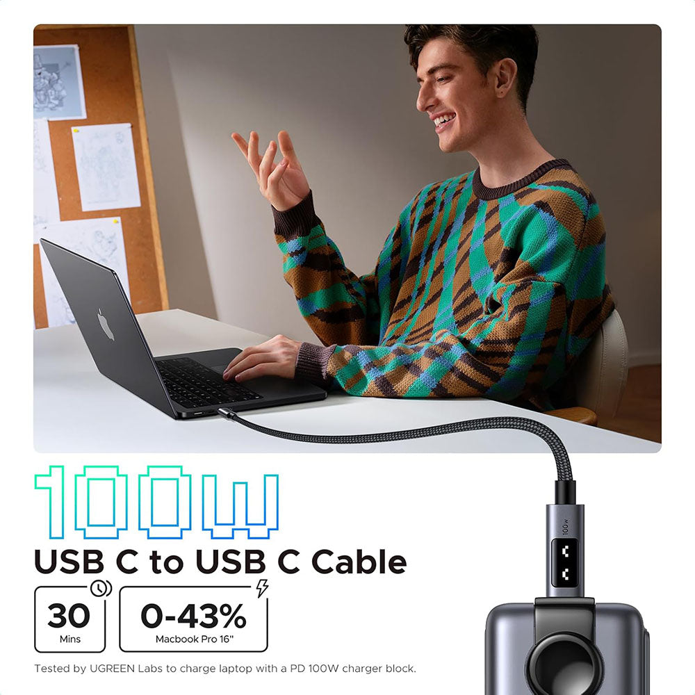 Kabel za podatke i punjenje USB-C - USB-C UGREEN L509, 100W, 1m, Sivi