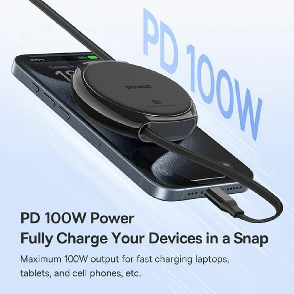 Kabel za podatke i punjenje USB-C - USB-C Baseus Pathfinder Retractable, 100W, 1m, Crni P10368400111-00
