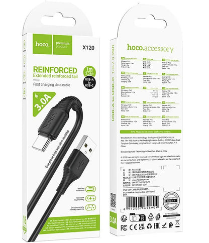 Kabel za podatke i punjenje USB-A - USB-C HOCO X120, 60W, 1m, Crni