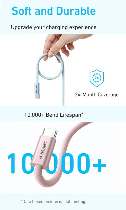 Kabel za podatke i punjenje USB-C - USB-C Anker Zolo, 240W, 1m, Bijeli A8060H21