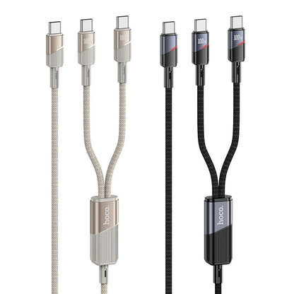 USB-C kabel za podatke i punjenje - 2 x USB-C HOCO U139 2u1, 100W, 1.2m, Zlatni