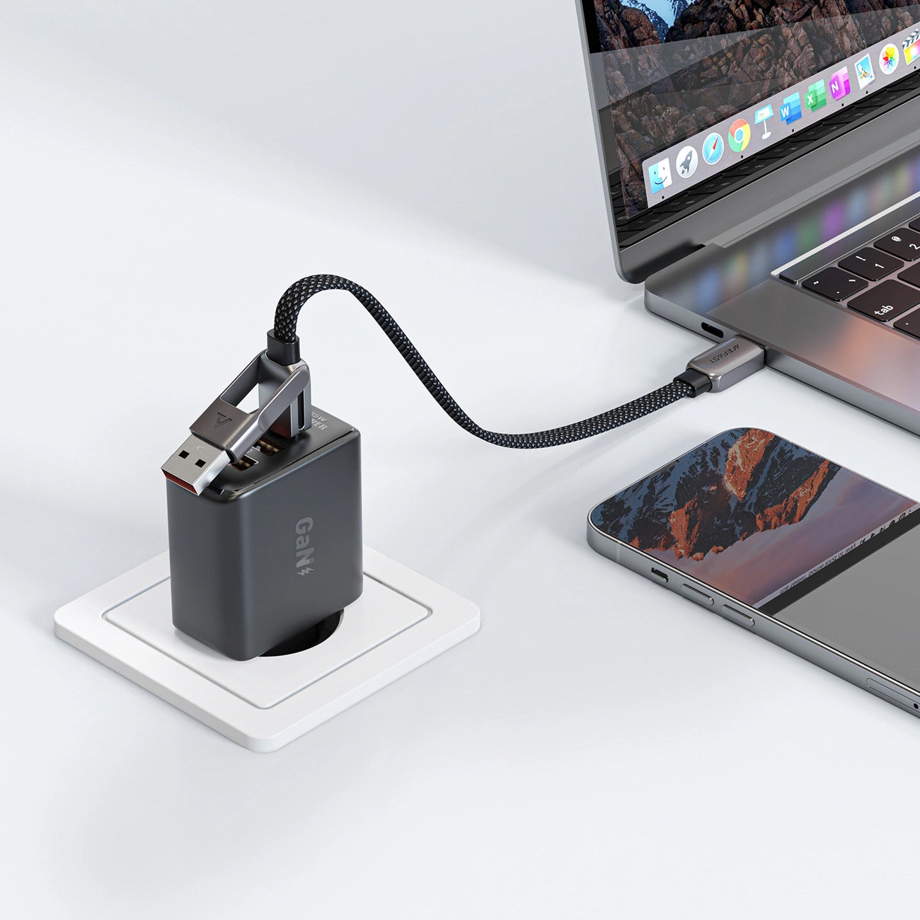 Kabel za podatke i punjenje USB-C - USB-A / USB-C Acefast C13-05, 60W, 0.2m, Crni