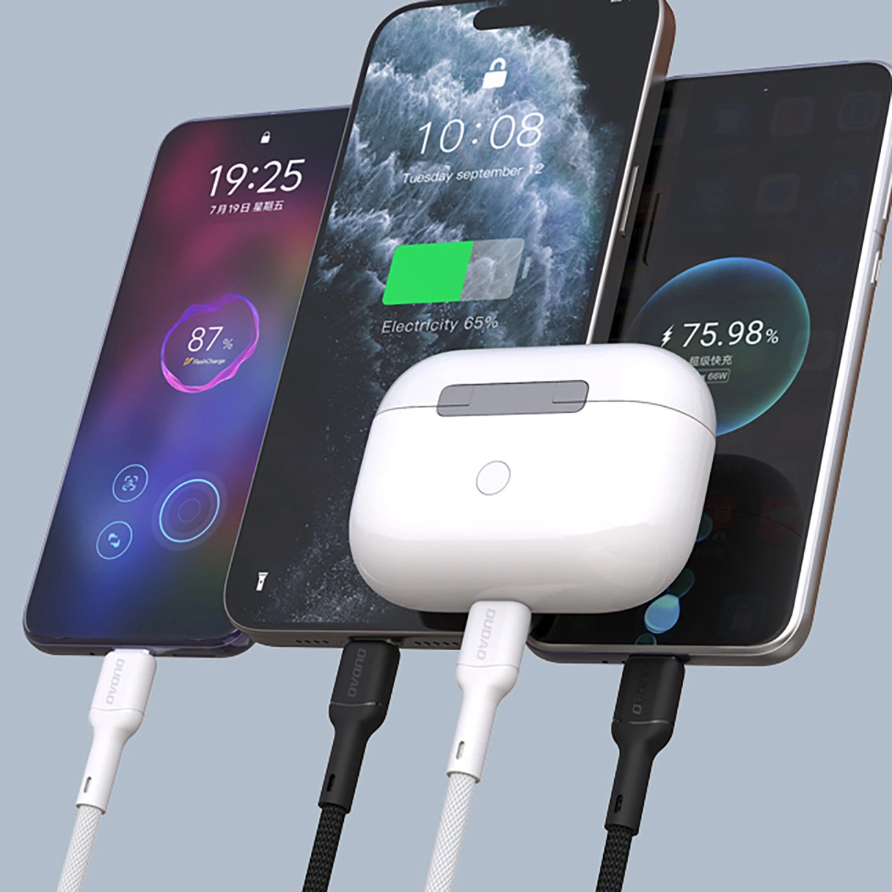 Kabel za podatke i punjenje USB-C - USB-C Dudao L9C, 65W, 1m, Bijeli