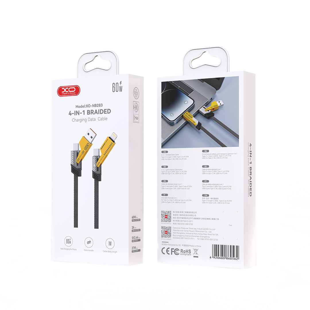 Kabel za podatke i punjenje USB-A / USB-C - Lightning / USB-C XO Design NB283, 60W, 1m, Sivi