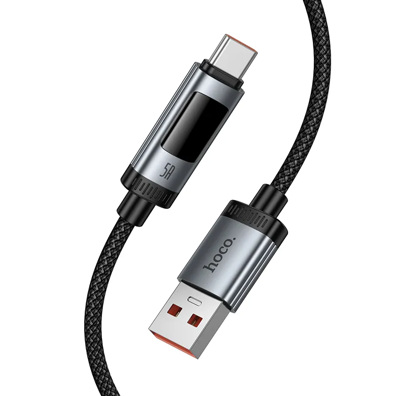 Kabel za podatke i punjenje USB-A - USB-C HOCO Display U148, 100W, 1.2m, Crni