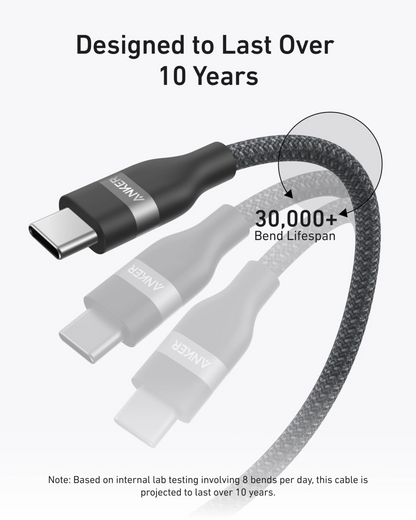 Kabel za prijenos podataka i punjenje USB-C - USB-C Anker, 240W, 1.8m, Crni A82E2H12