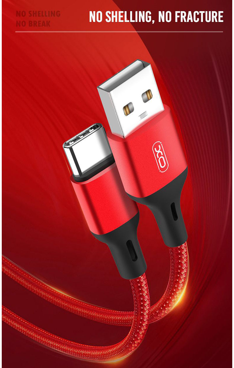 Kabel za podatke i punjenje USB-A - USB-C XO Design NB143, 18W, 2m, Crveni