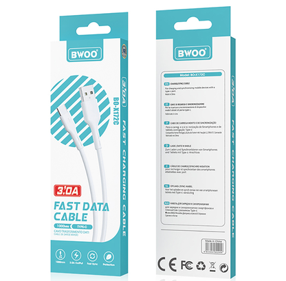 Kabel za podatke i punjenje USB-A - USB-C BWOO X172C, 60W, 1m, Bijeli