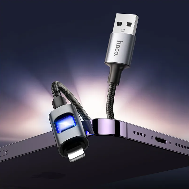 Kabel za podatke i punjenje USB-A - Lightning HOCO U144 Led, 18W, 1.2m, Crni