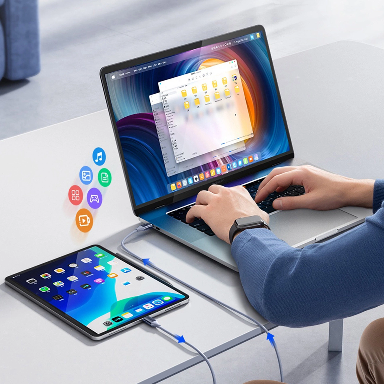 Kabel za prijenos podataka i punjenje USB-C - USB-C Orico CDX, 60W, 1m, Plavi