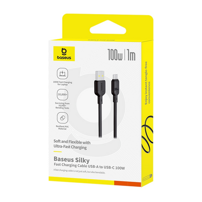Kabel za podatke i punjenje USB-A - USB-C Baseus Silky, 100W, 1m, Crni P10377703113-00