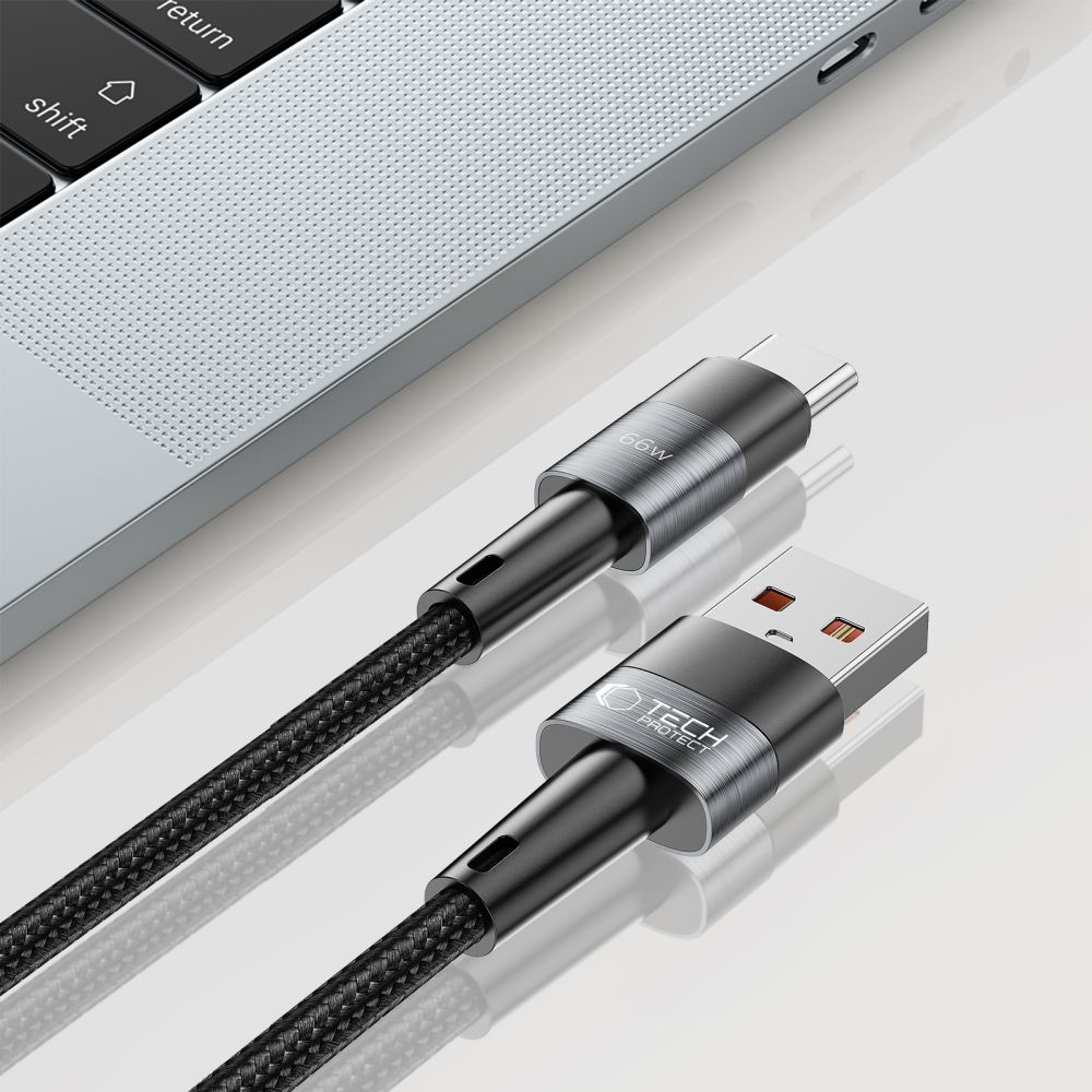 Kabel za prijenos podataka i punjenje USB-A - USB-C Tech-Protect Ultraboost, 66W, 0.5m, Siva
