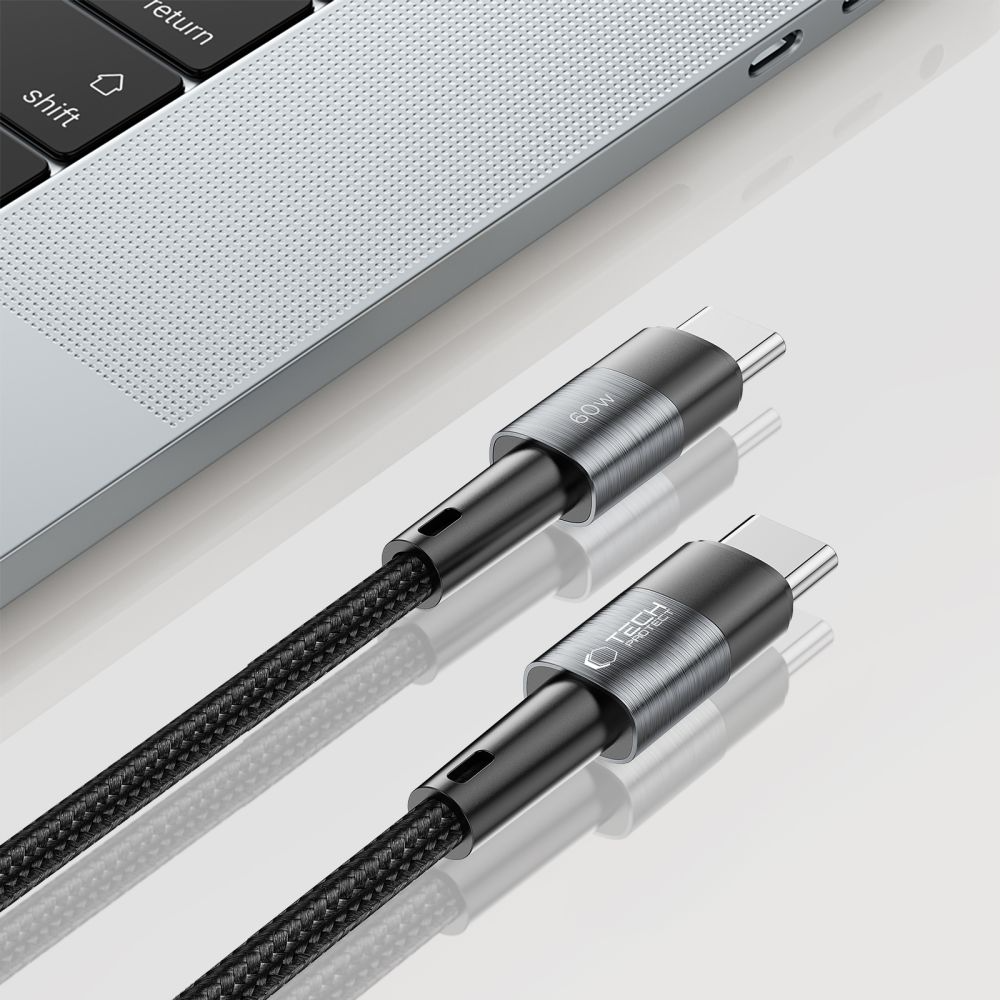 USB-C - USB-C kabel za prijenos podataka i punjenje Tech-Protect Ultraboost, 60W, 1m, Siva