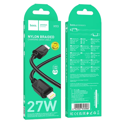 USB-C - Lightning kabel za prijenos podataka i punjenje HOCO X113, 27W, 1m, Crna