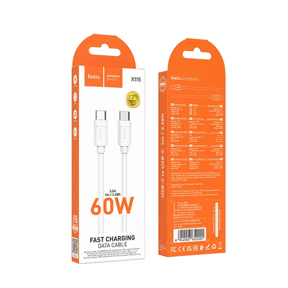 USB-C - USB-C kabel za prijenos podataka i punjenje HOCO X115, 240W, 1m, Bijela