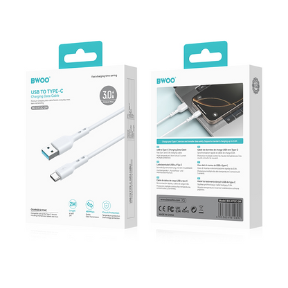 Kabel za prijenos podataka i punjenje USB-A - USB-C BWOO BO-X172C-2M, 15W, 2m, Bijeli