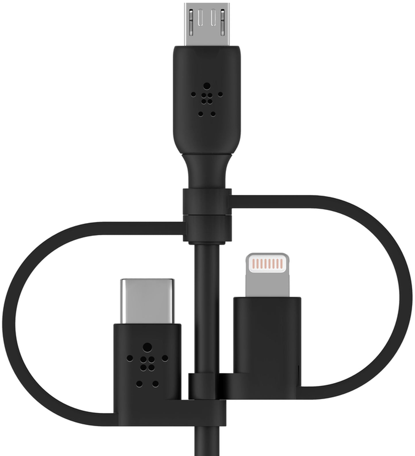 Kabel za prijenos podataka i punjenje USB-A - Lightning / microUSB / USB-C Belkin BoostCharge, 1m, Crni CAC001bt1MBK
