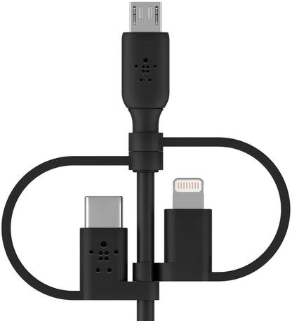 Kabel za prijenos podataka i punjenje USB-A - Lightning / microUSB / USB-C Belkin BoostCharge, 1m, Crni CAC001bt1MBK