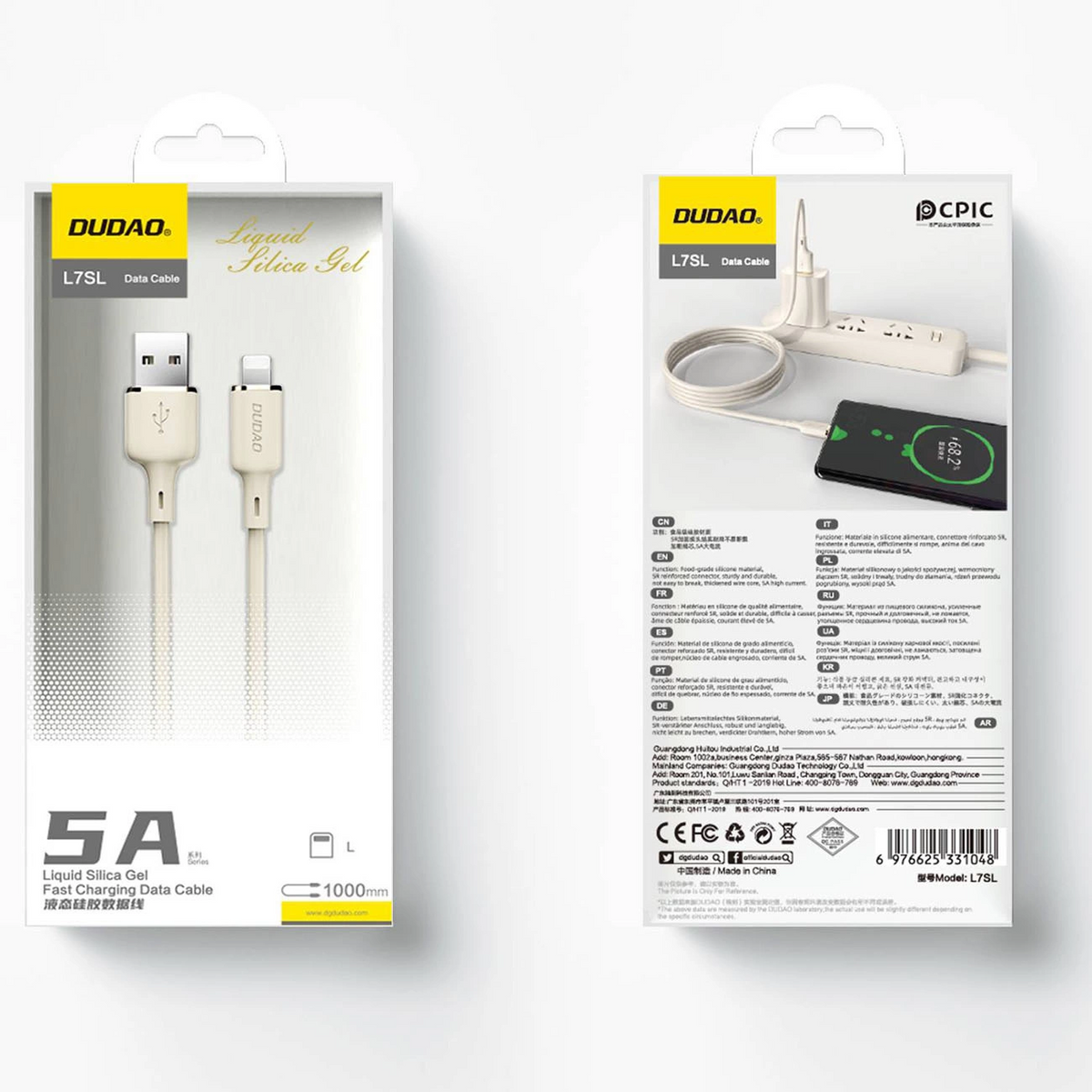 USB-A - Lightning kabel za prijenos podataka i punjenje Dudao L7SL, 18W, 1m, bež
