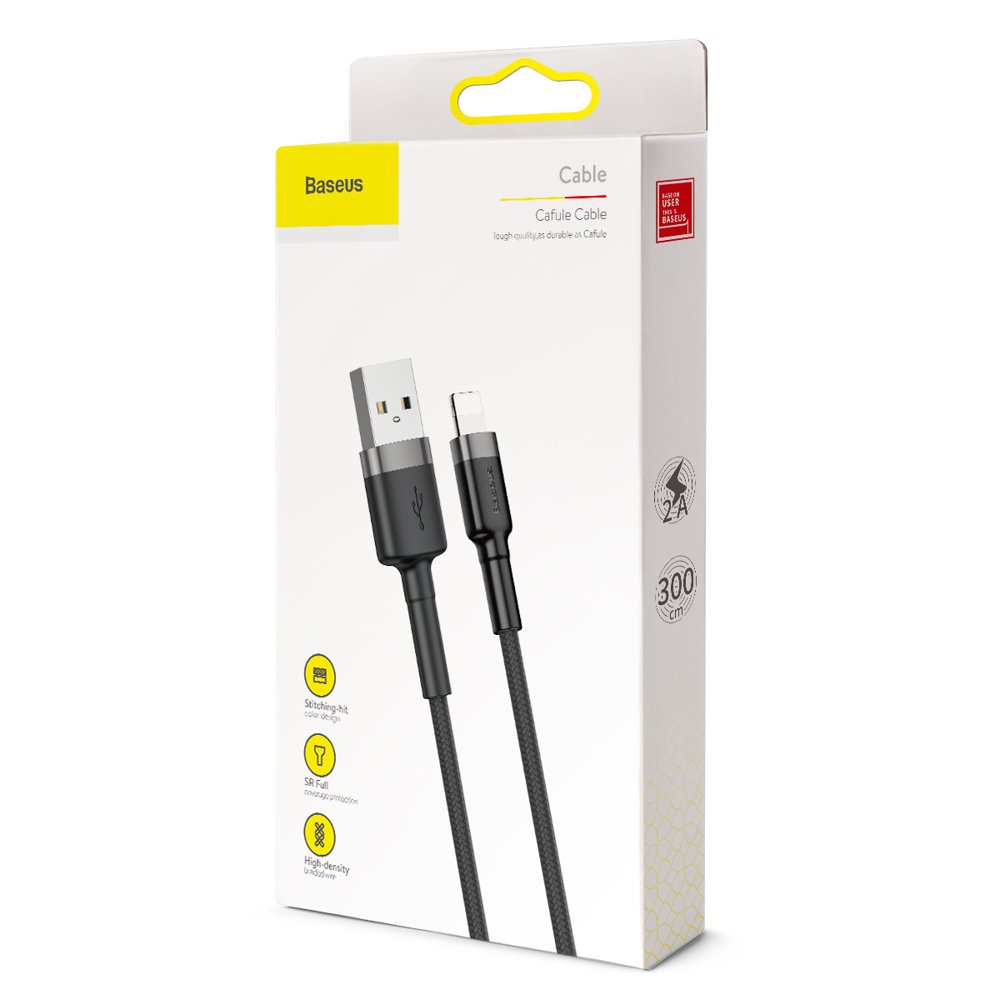 Kabel za podatke i punjenje USB-A - Lightning Baseus Cafule, 18W, 3m, Sivi CALKLF-RG1