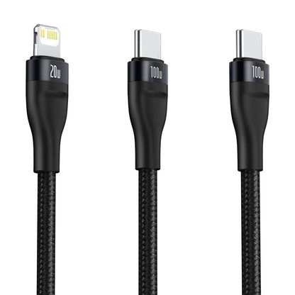 Kabel za podatke i punjenje USB-C - Lightning / USB-C Baseus Flash Series 2in1, 100W, 1.2m, Crni CA1T2-F01