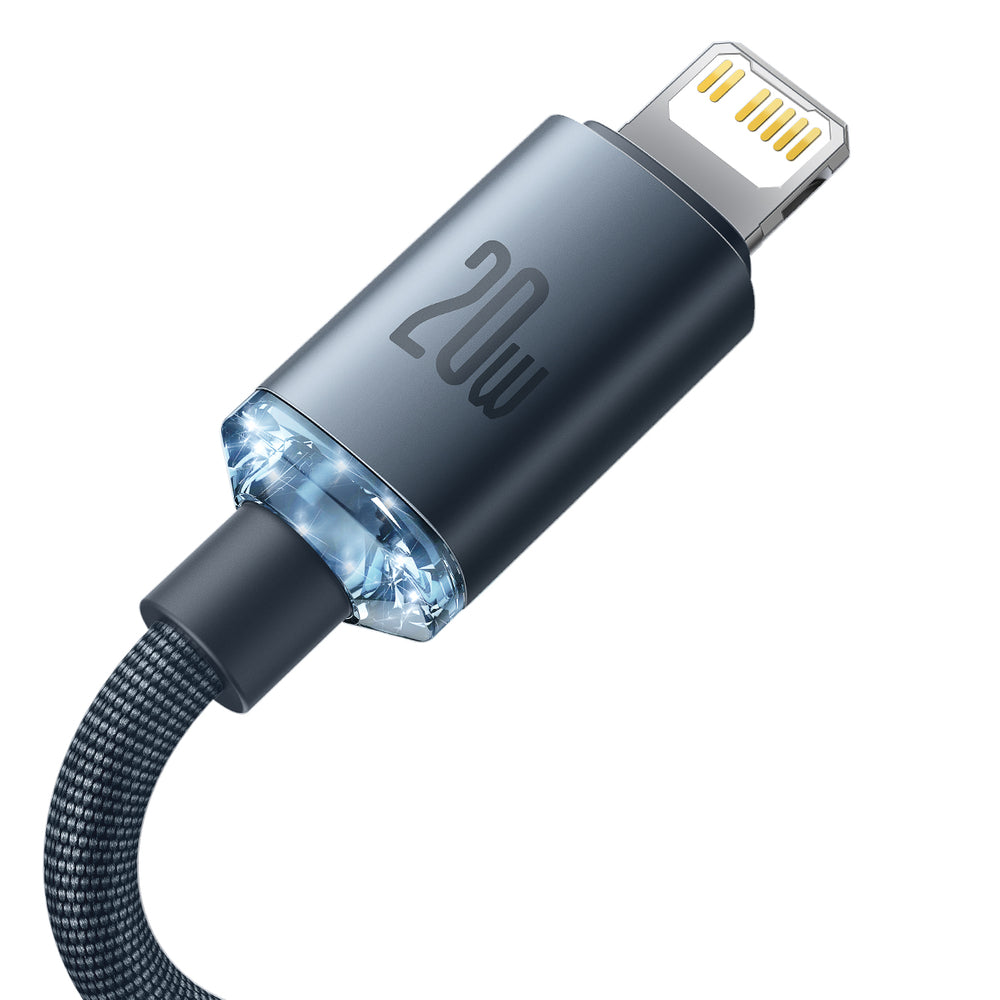 Kabel za Prijenos Podataka i Punjenje USB-C - Lightning Baseus Crystal Shine Series, 20W, 1.2m, Crni CAJY000201