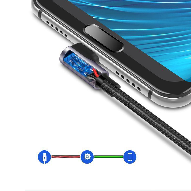Kabel za Prijenos Podataka i Punjenje USB-A - USB-C UGREEN US284 Angled, 60W, 1m, Sivi