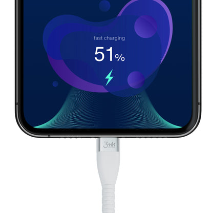 USB-C kabel za prijenos podataka i punjenje - USB-C 3MK Hyper Silicone, 60W, 1m, Bijela