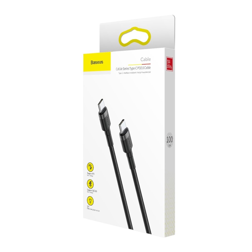 Kabel za Prijenos Podataka i Punjenje USB-C - USB-C Baseus Cafule, 60W, 1m, Crni CATKLF-GG1