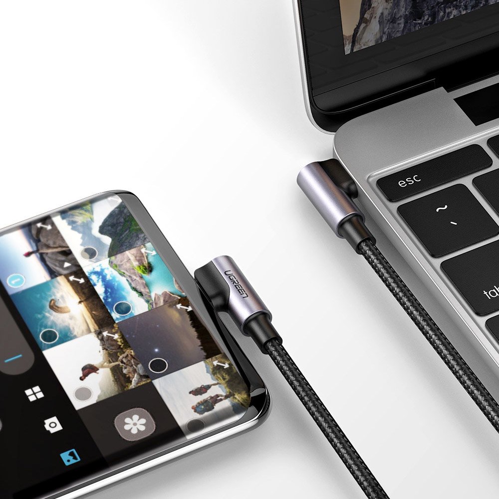 Kabel za Prijenos Podataka i Punjenje USB-C - USB-C UGREEN US323 Angled, 60W, 1m, Crni