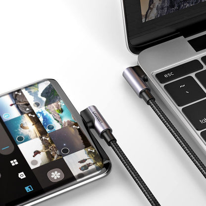 Kabel za Prijenos Podataka i Punjenje USB-C - USB-C UGREEN US323 Angled, 60W, 1m, Crni