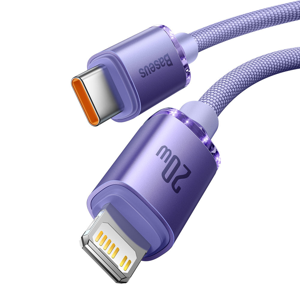 Kabel za podatke i punjenje USB-C - Lightning Baseus Crystal Shine serija, 20W, 2m, Ljubičasta CAJY000305