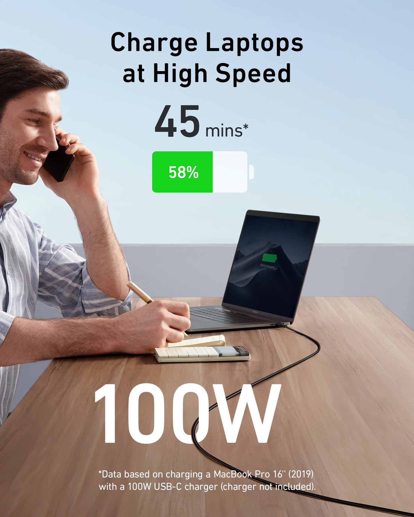 Kabel za Prijenos Podataka i Punjenje USB-C - USB-C Anker 543, 100W, 1.8m, Crni A80E2G11