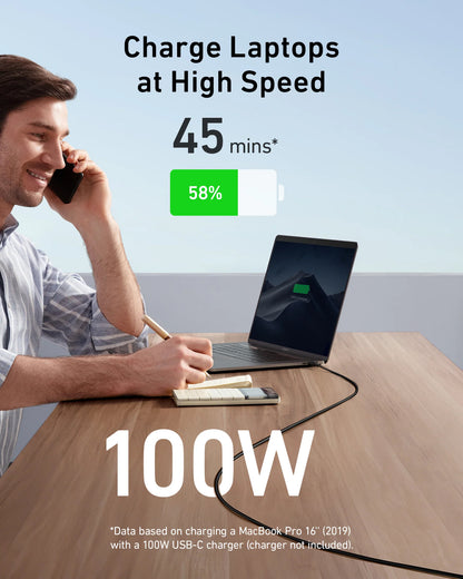 Kabel za Prijenos Podataka i Punjenje USB-C - USB-C Anker 543, 100W, 1.8m, Crni A80E2G11