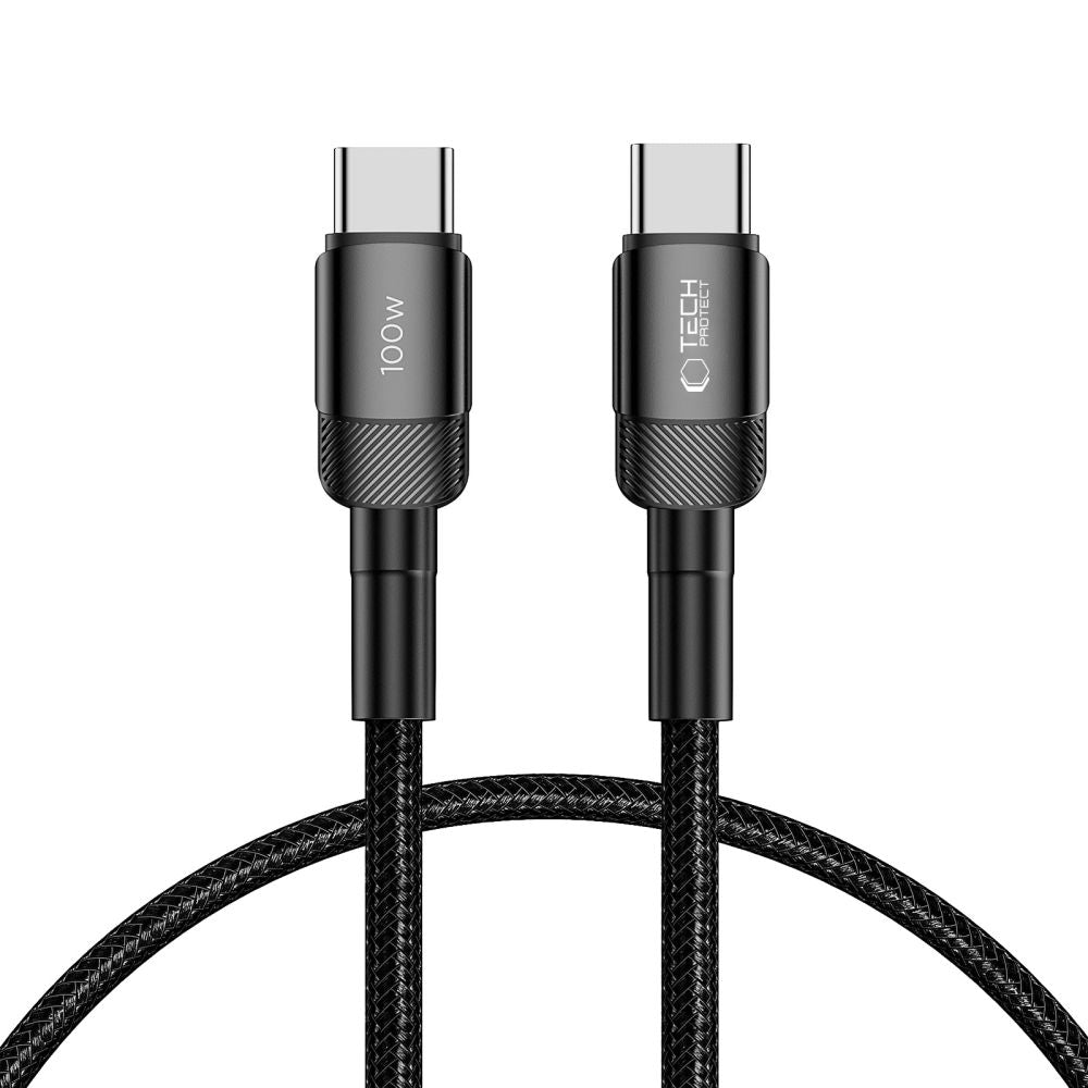 Kabel za Prijenos Podataka i Punjenje USB-C - USB-C Tech-Protect Ultraboost EVO, 100W, 0.25m, Crni