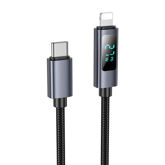 Kabel za podatke i punjenje USB-C - Lightning HOCO Display X112, 27W, 1m, Crni