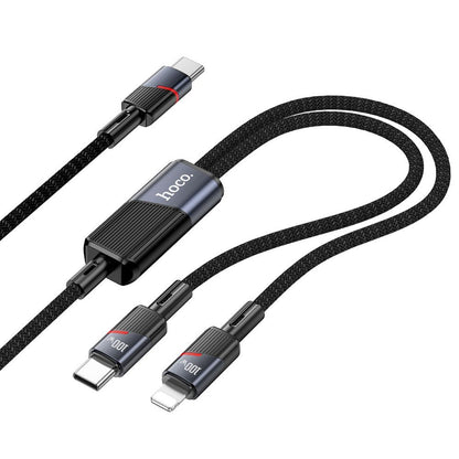 Kabel za podatke i punjenje USB-C - Lightning / USB-C HOCO U139 2u1, 100W, 1.2m, Crni