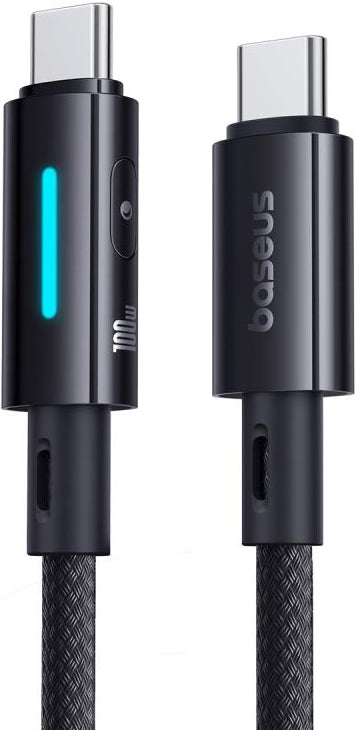 Kabel za podatke i punjenje USB-C - USB-C Baseus Lit Button Control, 100W, 1m, Crni P10379000121-00