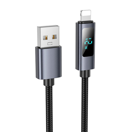Kabel za podatke i punjenje USB-A - Lightning HOCO Display X112, 18W, 1m, Crni