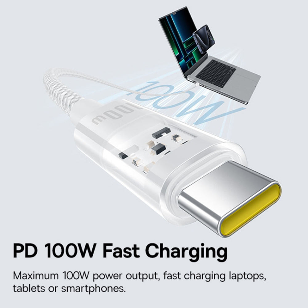 Kabel za prijenos podataka i punjenje USB-C - USB-C Baseus Gem, 100W, 2m, Bijeli P10373000211-01