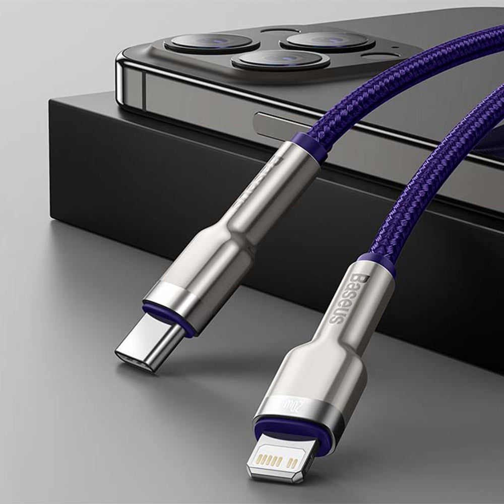 Kabel za prijenos podataka i punjenje USB-C - Lightning Baseus Cafule Metal Series, 20W, 1m, Ljubičasti CATLJK-A05