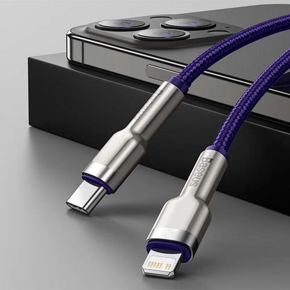 Kabel za prijenos podataka i punjenje USB-C - Lightning Baseus Cafule Metal Series, 20W, 1m, Ljubičasti CATLJK-A05